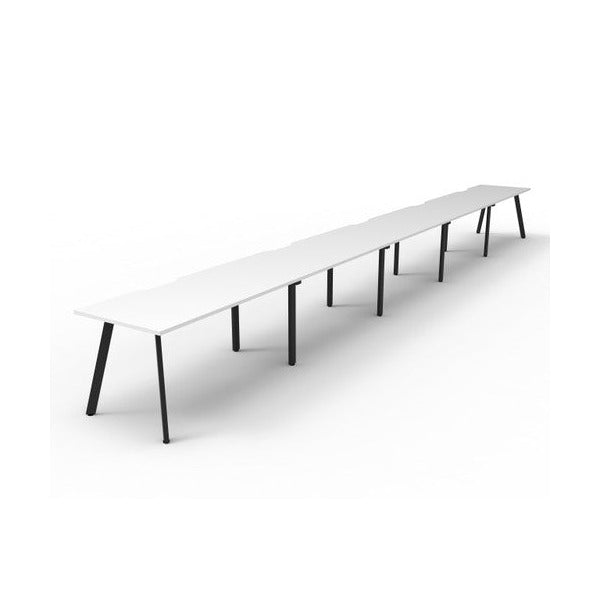 Rapidline Eternity Single Sided 5 Person Workstation 1800 x 750mm Natural White / Black Satin