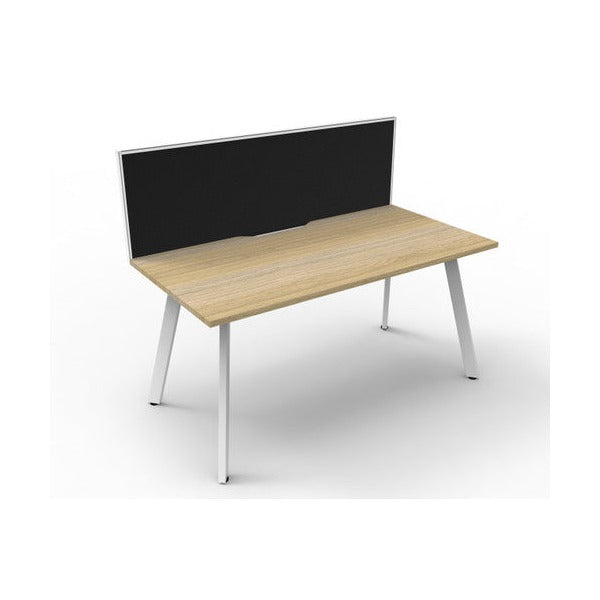 Rapidline Eternity Single Sided Workstation 1500 x 750mm with Screen Natural Oak / White Satin