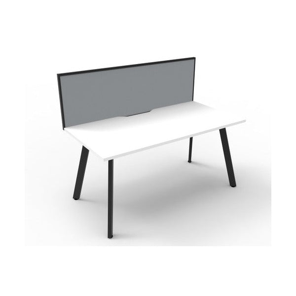 Rapidline Eternity Single Sided Workstation 1500 x 750mm with Screen Natural White / Black Satin