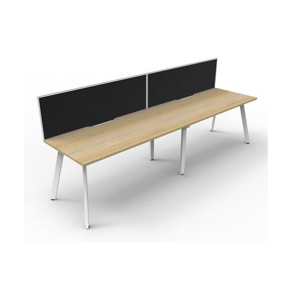 Rapidline Eternity Single Sided 2 Person Workstation 1200 x 750mm with Screen Natural Oak / White Satin