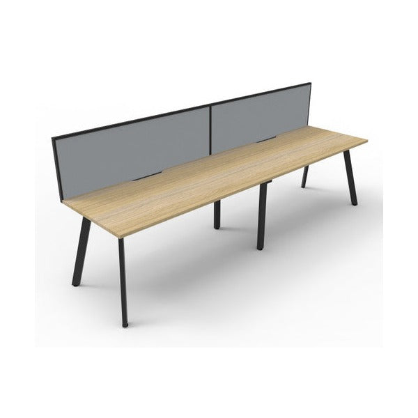 Rapidline Eternity Single Sided 2 Person Workstation 1500 x 750mm with Screen Natural Oak / Black Satin