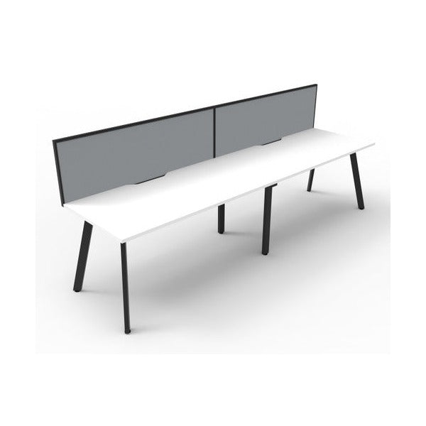 Rapidline Eternity Single Sided 2 Person Workstation 1500 x 750mm with Screen Natural White / Black Satin