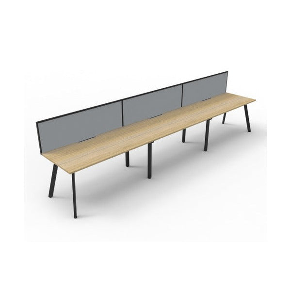Rapidline Eternity Single Sided 3 Person Workstation 1800 x 750mm with Screen Natural Oak / Black Satin