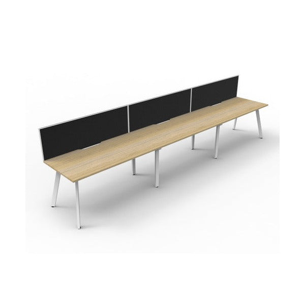 Rapidline Eternity Single Sided 3 Person Workstation 1800 x 750mm with Screen Natural Oak / White Satin