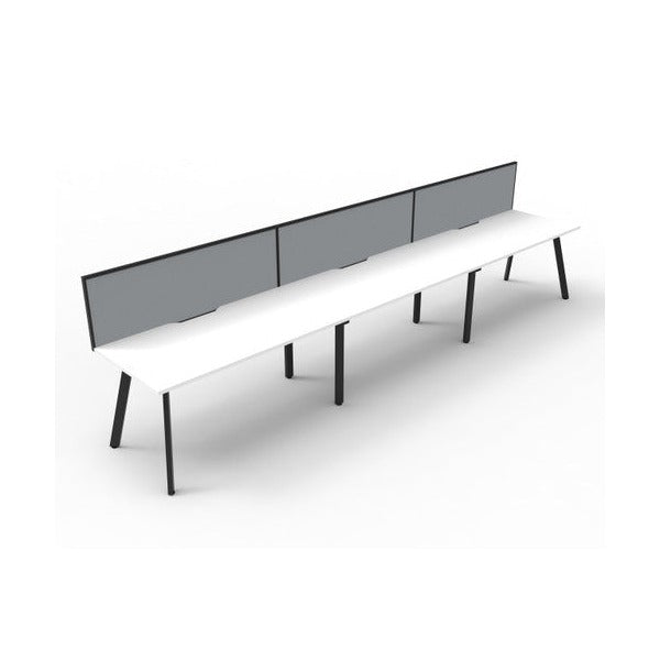 Rapidline Eternity Single Sided 3 Person Workstation 1800 x 750mm with Screen Natural White / Black Satin
