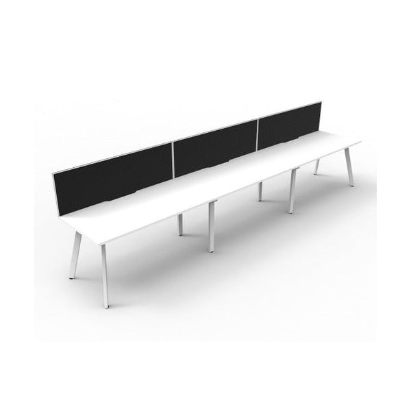 Rapidline Eternity Single Sided 3 Person Workstation 1800 x 750mm with Screen Natural White / White Satin