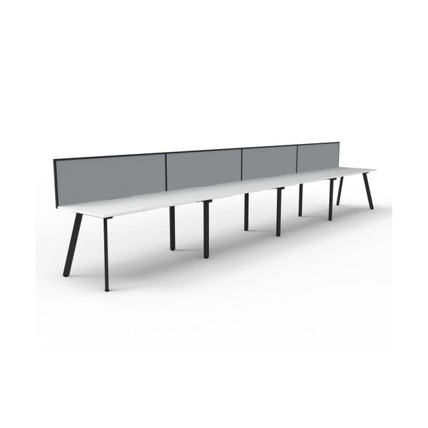 Rapidline Eternity Single Sided 4 Person Workstation 1500 x 750mm with Screen Natural White / Black Satin