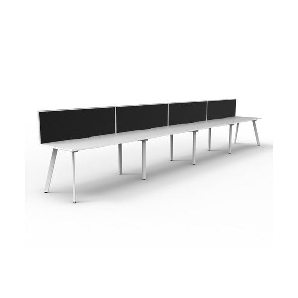Rapidline Eternity Single Sided 4 Person Workstation 1500 x 750mm with Screen Natural White / White Satin