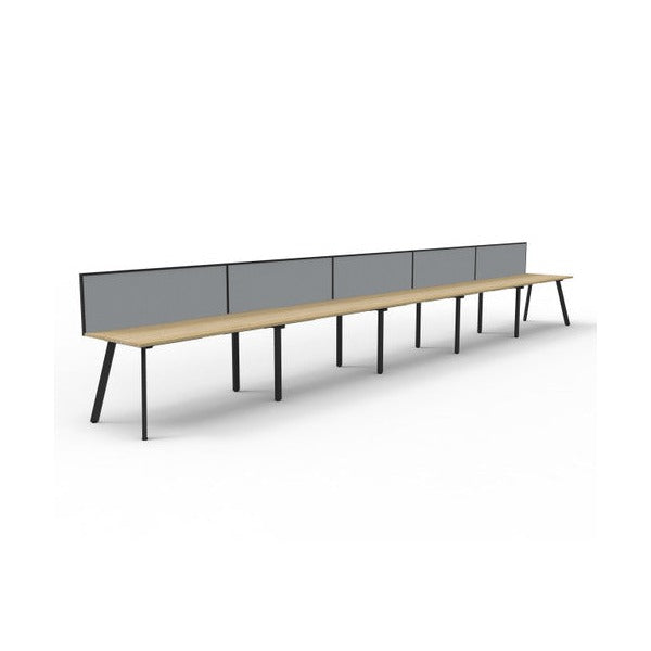 Rapidline Eternity Single Sided 5 Person Workstation 1500 x 750mm with Screen Natural Oak / Black Satin