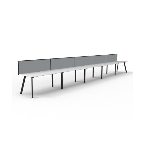 Rapidline Eternity Single Sided 5 Person Workstation 1800 x 750mm with Screen Natural White / Black Satin