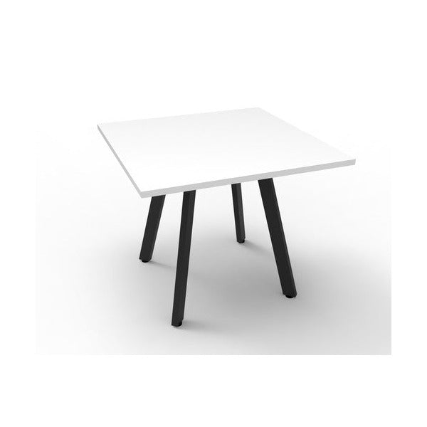 Rapidline Eternity Square Meeting Table 900 x 900mm Natural White / Black Satin