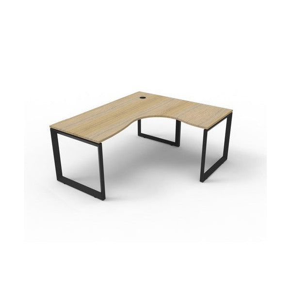 Rapidline Deluxe Rapid Infinity Corner Workstation Loop Leg 1500 x 1500 x 750mm Natural Oak / Black Satin