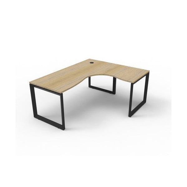 Rapidline Deluxe Rapid Infinity Corner Workstation Loop Leg 1800 x 1500 x 750mm Natural Oak / Black Satin