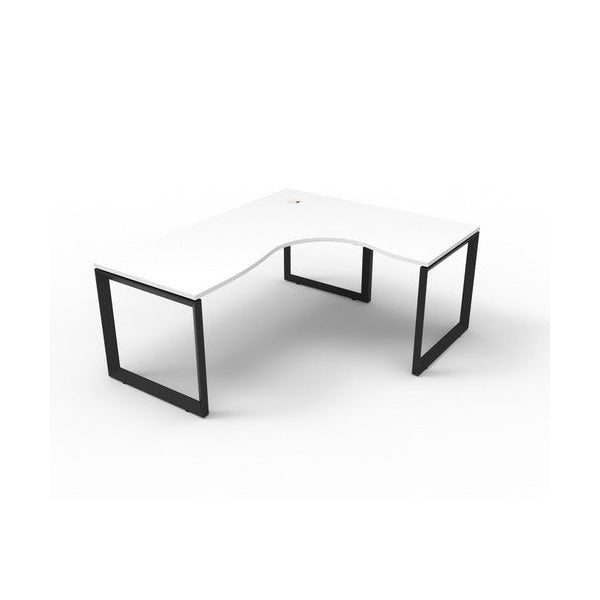 Rapidline Deluxe Rapid Infinity Corner Workstation Loop Leg 1800 x 1500 x 750mm Natural White / Black Satin