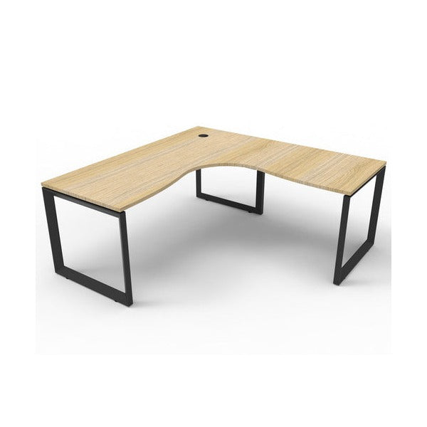 Rapidline Deluxe Rapid Infinity Corner Workstation Loop Leg 1800 x 1800 x 750mm Natural Oak / Black Satin