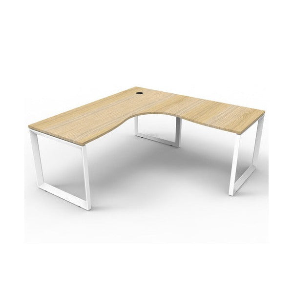 Rapidline Deluxe Rapid Infinity Corner Workstation Loop Leg 1800 x 1800 x 750mm Natural Oak / White Satin