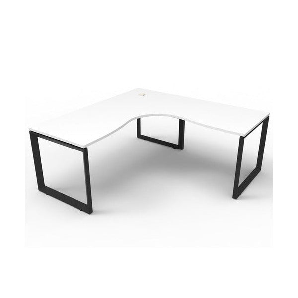 Rapidline Deluxe Rapid Infinity Corner Workstation Loop Leg 1800 x 1800 x 750mm Natural White / Black Satin