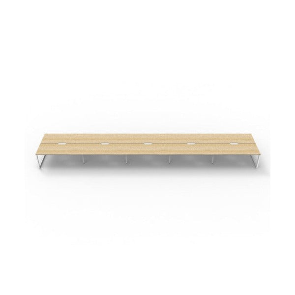 Rapidline Deluxe Infinity Back to Back 10 Person Workstation Loop Leg 1500 x 750mm Natural Oak / White Satin