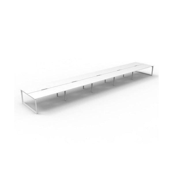 Rapidline Deluxe Infinity Back to Back 10 Person Workstation Loop Leg 1500 x 750mm Natural White / White Satin