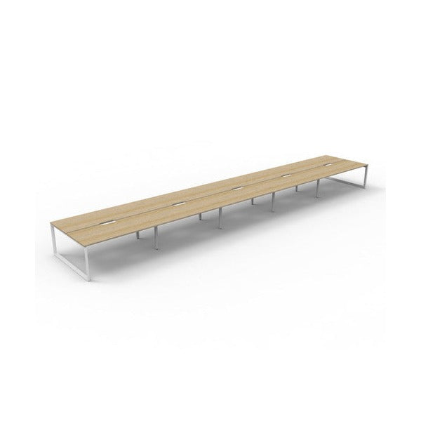 Rapidline Deluxe Infinity Back to Back 10 Person Workstation Loop Leg 1800 x 750mm Natural Oak / White Satin