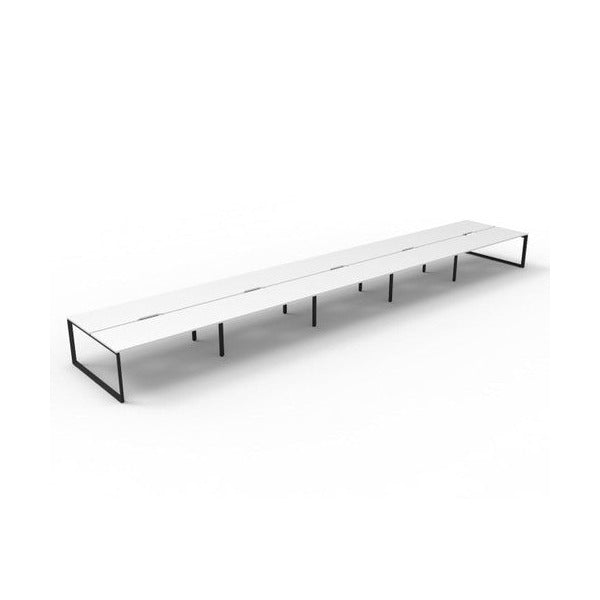 Rapidline Deluxe Infinity Back to Back 10 Person Workstation Loop Leg 1800 x 750mm Natural White / Black Satin