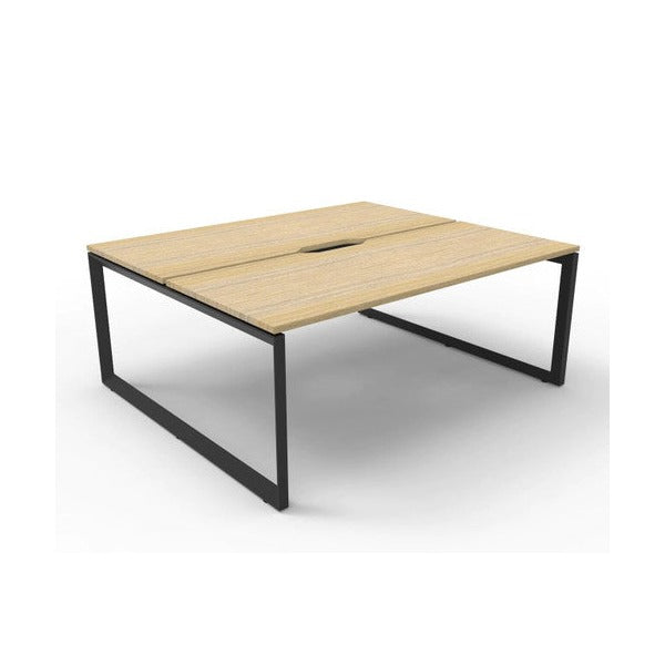 Rapidline Deluxe Infinity Back to Back 2 Person Workstation Loop Leg 1200 x 750mm Natural Oak / Black Satin