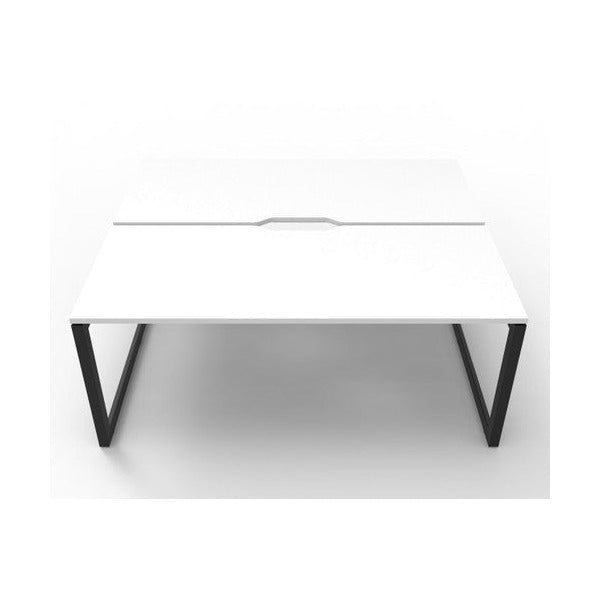 Rapidline Deluxe Infinity Back to Back 2 Person Workstation Loop Leg 1200 x 750mm Natural White / Black Satin