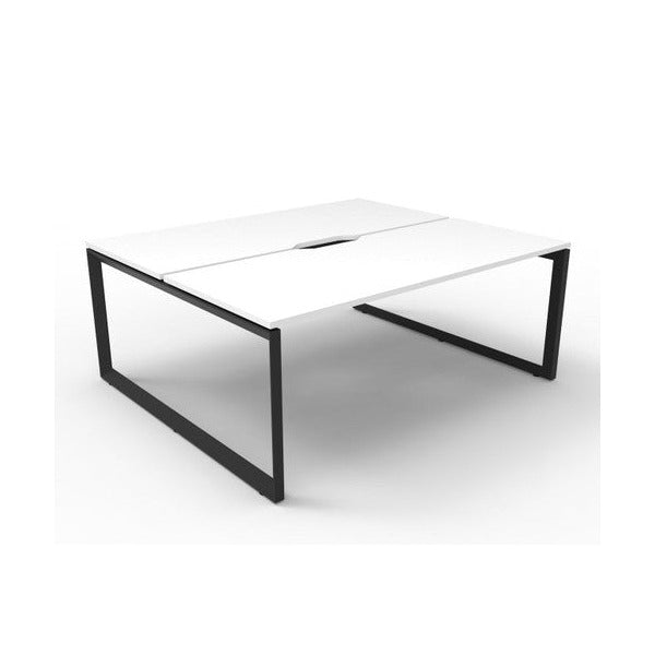 Rapidline Deluxe Infinity Back to Back 2 Person Workstation Loop Leg 1200 x 750mm Natural White / Black Satin