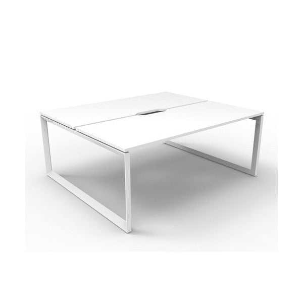 Rapidline Deluxe Infinity Back to Back 2 Person Workstation Loop Leg 1200 x 750mm Natural White / White Satin