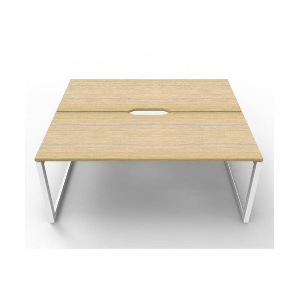 Rapidline Deluxe Infinity Back to Back 2 Person Workstation Loop Leg 1500 x 750mm Natural Oak / White Satin
