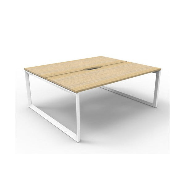 Rapidline Deluxe Infinity Back to Back 2 Person Workstation Loop Leg 1500 x 750mm Natural Oak / White Satin