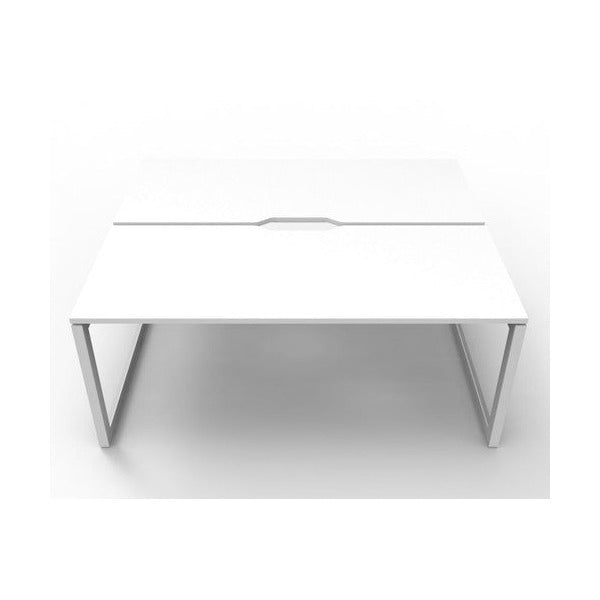Rapidline Deluxe Infinity Back to Back 2 Person Workstation Loop Leg 1800 x 750mm Natural White / White Satin
