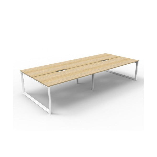 Rapidline Deluxe Infinity Back to Back 4 Person Workstation Loop Leg 1200 x 750mm Natural Oak / White Satin