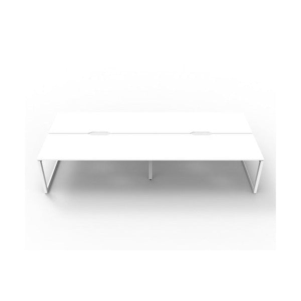 Rapidline Deluxe Infinity Back to Back 4 Person Workstation Loop Leg 1200 x 750mm Natural White / White Satin