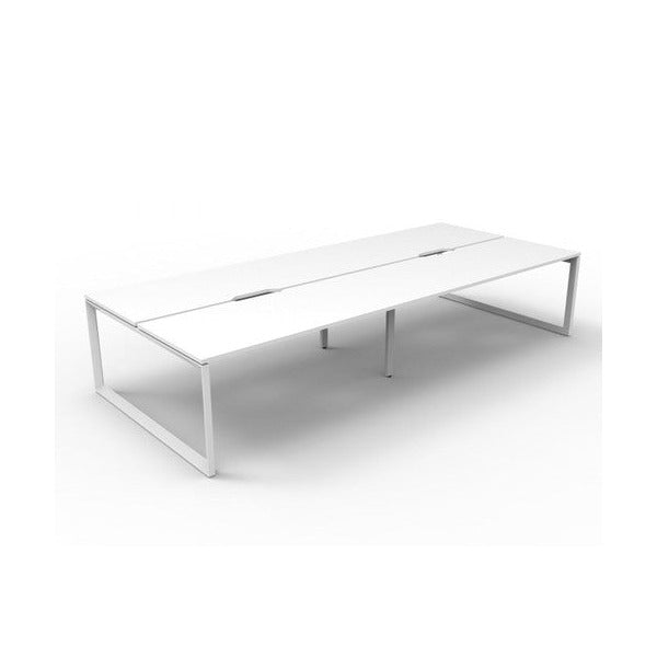 Rapidline Deluxe Infinity Back to Back 4 Person Workstation Loop Leg 1500 x 750mm Natural White / White Satin