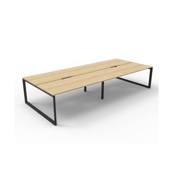 Rapidline Deluxe Infinity Back to Back 4 Person Workstation Loop Leg 1800 x 750mm Natural Oak / Black Satin