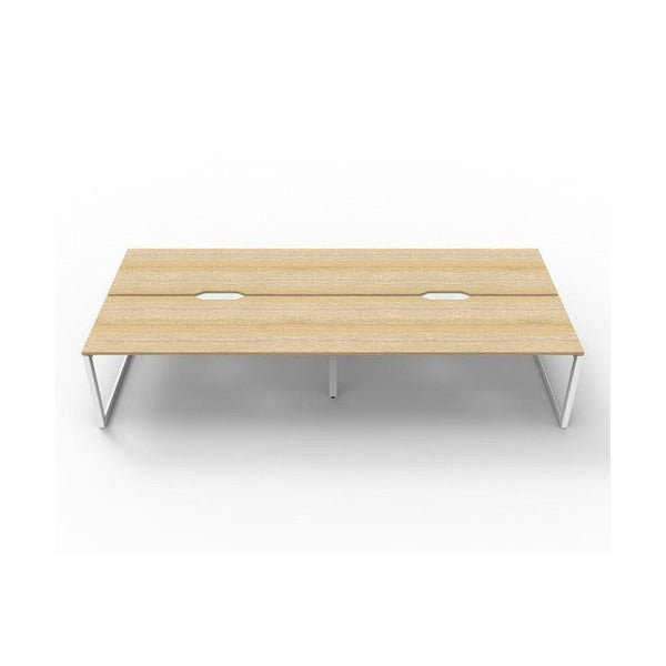 Rapidline Deluxe Infinity Back to Back 4 Person Workstation Loop Leg 1800 x 750mm Natural Oak / White Satin