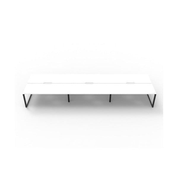 Rapidline Deluxe Infinity Back to Back 6 Person Workstation Loop Leg 1200 x 750mm Natural White / Black Satin