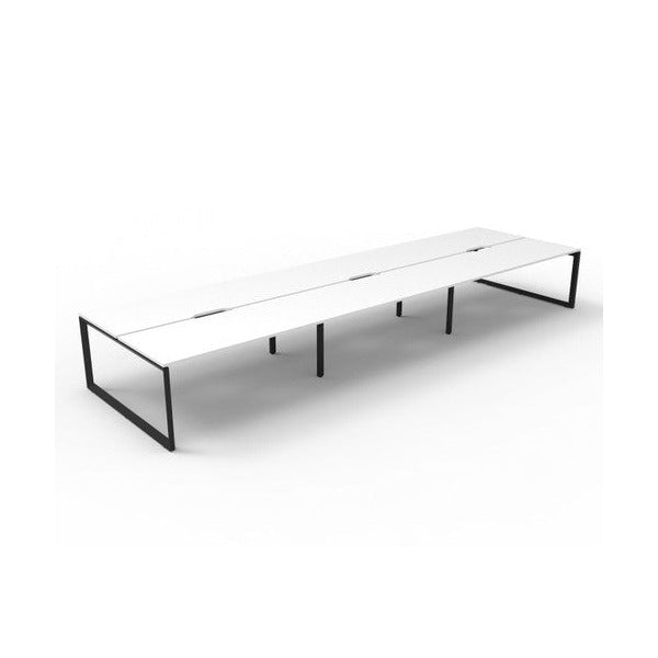 Rapidline Deluxe Infinity Back to Back 6 Person Workstation Loop Leg 1200 x 750mm Natural White / Black Satin