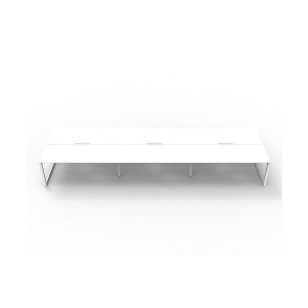 Rapidline Deluxe Infinity Back to Back 6 Person Workstation Loop Leg 1500 x 750mm Natural White / White Satin