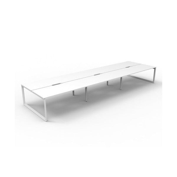 Rapidline Deluxe Infinity Back to Back 6 Person Workstation Loop Leg 1500 x 750mm Natural White / White Satin