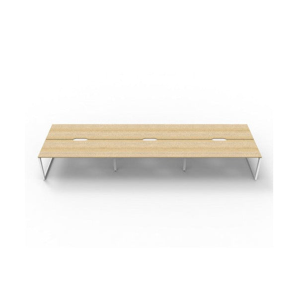 Rapidline Deluxe Infinity Back to Back 6 Person Workstation Loop Leg 1800 x 750mm Natural Oak / White Satin