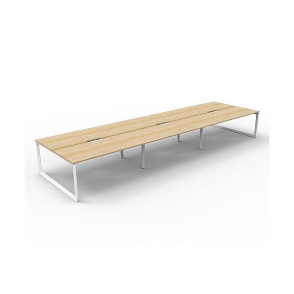 Rapidline Deluxe Infinity Back to Back 6 Person Workstation Loop Leg 1800 x 750mm Natural Oak / White Satin