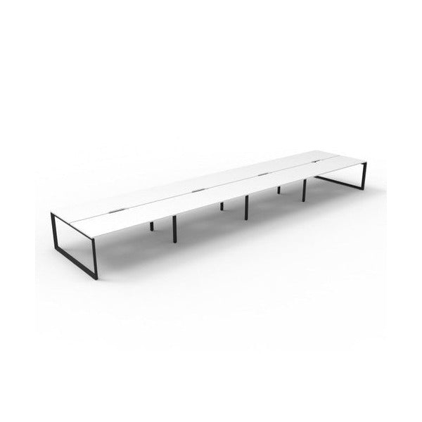 Rapidline Deluxe Infinity Back to Back 8 Person Workstation Loop Leg 1200 x 750mm Natural White / Black Satin