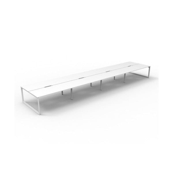 Rapidline Deluxe Infinity Back to Back 8 Person Workstation Loop Leg 1200 x 750mm Natural White / White Satin