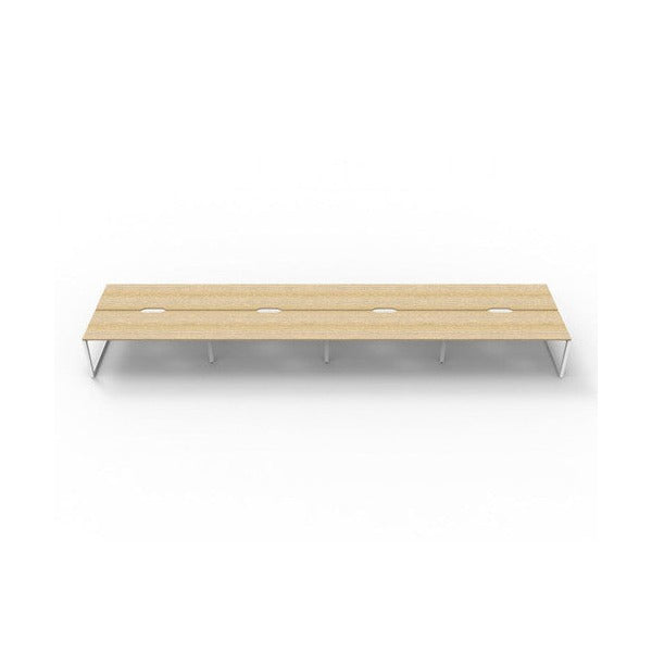Rapidline Deluxe Infinity Back to Back 8 Person Workstation Loop Leg 1500 x 750mm Natural Oak / White Satin