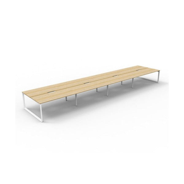 Rapidline Deluxe Infinity Back to Back 8 Person Workstation Loop Leg 1500 x 750mm Natural Oak / White Satin