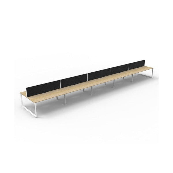 Rapidline Deluxe Infinity Back to Back 10 Person Workstation Loop Leg 1200 x 750mm with Screen Natural Oak / White Satin