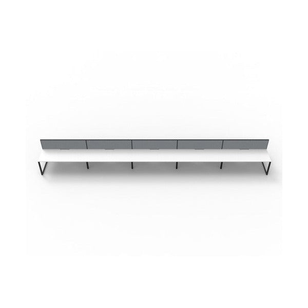 Rapidline Deluxe Infinity Back to Back 10 Person Workstation Loop Leg 1200 x 750mm with Screen Natural White / Black Satin