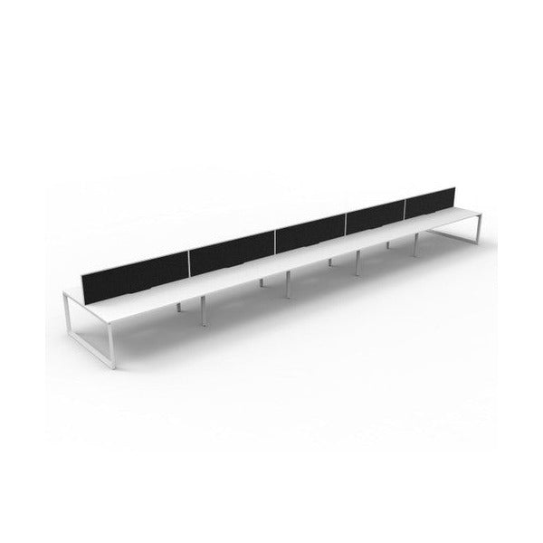 Rapidline Deluxe Infinity Back to Back 10 Person Workstation Loop Leg 1200 x 750mm with Screen Natural White / White Satin